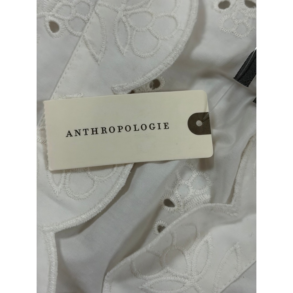 Anthropologie High Rise Cotton Poplin Eyelet Scalloped Balloon Sleeve S NEW - Picture 13 of 13
